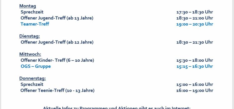 Neue Öffnungszeiten im Blauen Haus Neue Öffnungszeiten im Blauen Haus