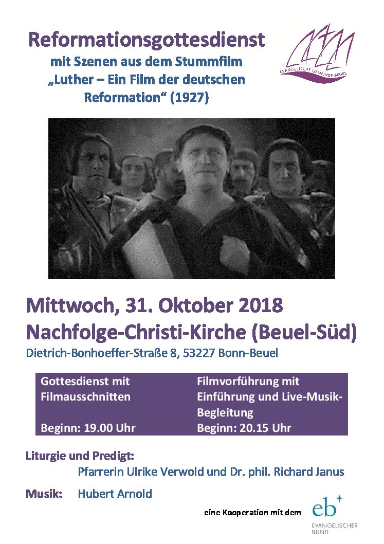 Luther-Stummfilm mit live gespielter Orgel-Musik am Reformationstag
