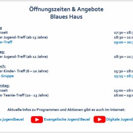 Neue Öffnungszeiten im Blauen Haus