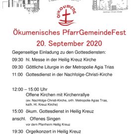Außergewöhnlich – mit Abstand! Ökumenisches PfarrGemeindeFest am 20. September in Beuel-Süd Außergewöhnlich – mit Abstand! Ökumenisches PfarrGemeindeFest am 20. September in Beuel-Süd